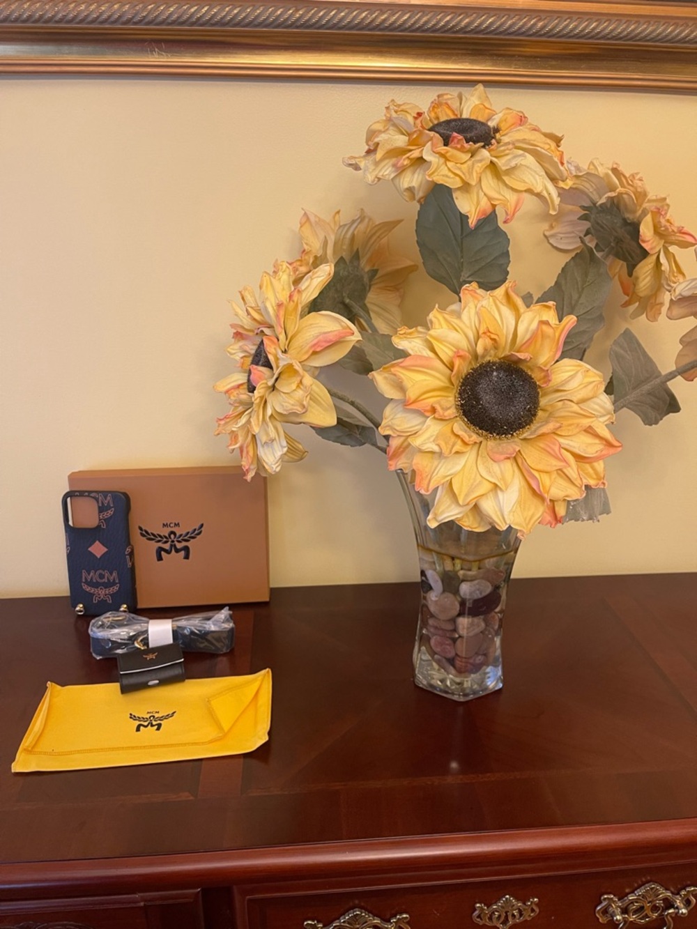 MCM tan and black Phone Case Set